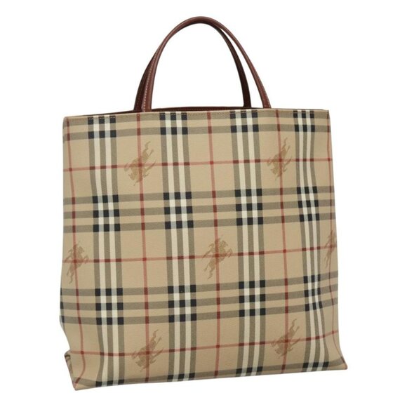BURBERRY Nova Check Hand Bag PVC Leather Beige - Picture 1 of 16